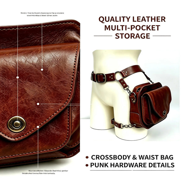 Medieval Leather Belt Pouch Bag