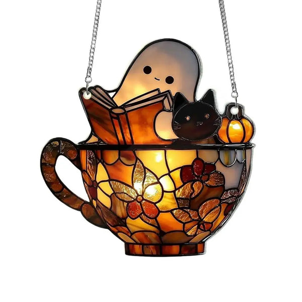 Ghost Reading Book Suncatcher