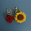 Crochet Rose Sunflower Keychain