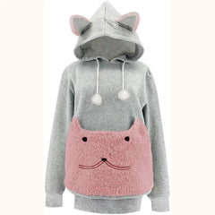 Warm Thick Fleece Unisex Hoodie Winter Breathable Streetwear Pullover With Pet Carrier Pocket For Small Dog Cat Men Women