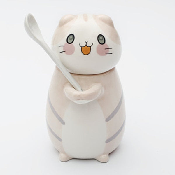 Cat Ceramics Coffee Mug With Spoon