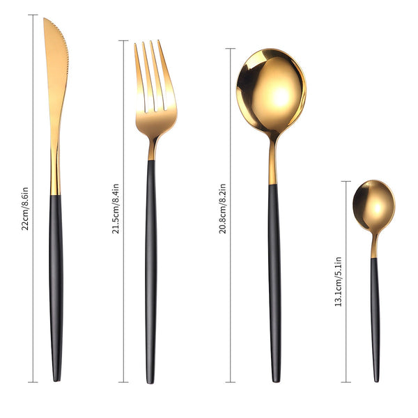 24pcs Gold Dinnerware Set Stainless Steel