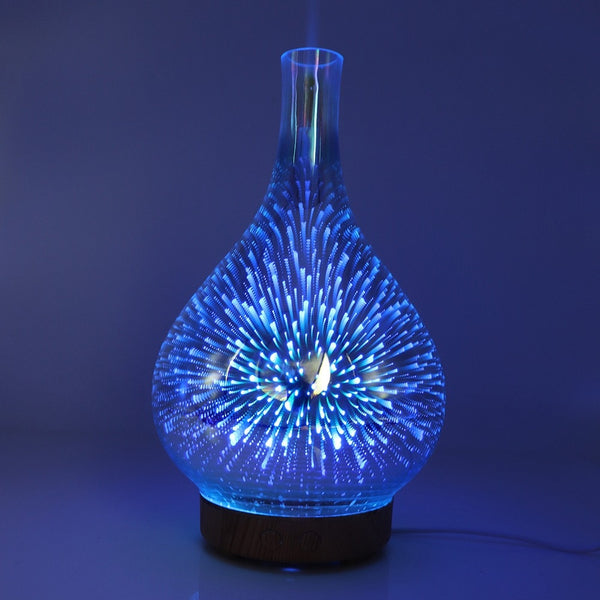 3D Fireworks Glass Vase Shape Air Humidifier with LED Night Light